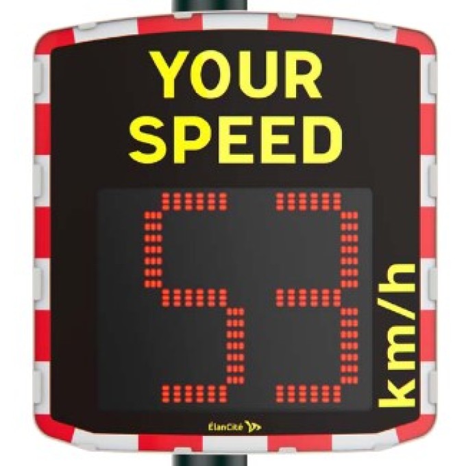 Dispozitiv electronic afisare viteza radar incorporat alimentare electrica si afisaj fata vesela/ trista 